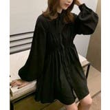 ブラック | アシンメトリーシャーリングワンピース | ENAF