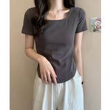 グレー | 美シルエットスクエアネックフィットT | ENAF
