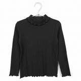 B.ブラック | \キッズ部門1位獲得リブTOPS キッズ 長袖tシャツ | ever closet