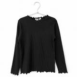 A.ブラック | \キッズ部門1位獲得リブTOPS キッズ 長袖tシャツ | ever closet