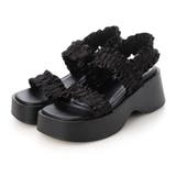 BL(ブラック) | 軽量厚底フリルサンダル | EVOL