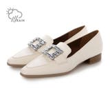 IV(アイボリー) | 【軽量・晴雨兼用】晴雨兼用ソフトビジューバックルローファー | EVOL