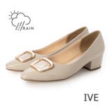 IVE(アイボリーエナメル) | 【晴雨兼用・クッション入り】ゴールドバックル4.5cmパンプス | EVOL