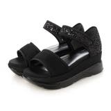 BL(ブラック) | プラットフォームグリッターサンダル | EVOL