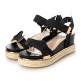 BL(ブラック) | デニムリボンウエッジサンダル | EVOL