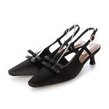 BL(ブラック) | リボンバックストラップスクエアパンプス | EVOL