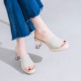 ニットクリアヒールスクエアサンダル | EVOL | 詳細画像1 