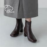 【晴雨兼用(一部カラー除く)・軽量】スクエア5cmセンターシームショートブーツ | EVOL | 詳細画像1 