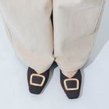 【洗える・超軽量片足137g】ゴールドバックルニットフラットパンプス | EVOL | 詳細画像14 