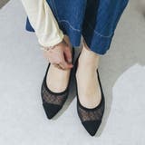 【柔らかい・クッション入り】ポインテッドチュールフラットパンプス | EVOL | 詳細画像3 