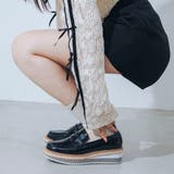 【美脚効果・22.0-25.0cm展開】厚底プラットフォームローファー | EVOL | 詳細画像2 