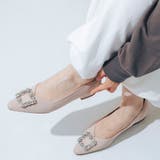 【柔らかい・クッション入り】ビジューバックルソフトニットVカットパンプス | EVOL | 詳細画像10 