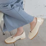 【柔らかい・22.0-25.0cm展開】スクエアメタルフラットパンプス | EVOL | 詳細画像1 