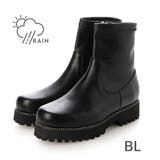 BL(ブラック) | 【晴雨兼用・軽量】ストレッチトラックソール4cmショートブーツ | EVOL