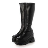 BL(ブラック) | 【XSサイズ・厚底】11cmストレッチロングブーツ | EVOL