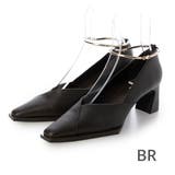 BR(ブラウン) | 【美脚効果・クッション入り】Vカットスクエア6cmアンクレットパンプス | EVOL