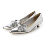 SV(シルバー) | 【ふかふか・リボン取り外し可】2WAYリボンポインテッド3.5cmパンプス | EVOL