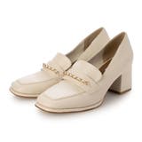 IV(アイボリー) | 【美脚効果・クッション入り】スクエア6.5cmチェーンローファー | EVOL