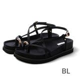 BL(ブラック) | 【S-LLサイズ展開・軽量】軽量厚底クロスストラップトングサンダル | EVOL