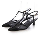 BL(ブラック) | 【柔らかい・クッション入り】Tストラップシアーチュールパンプス | EVOL