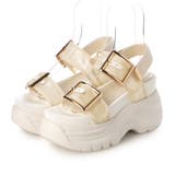 IV(アイボリー) | 【XS-LLサイズ展開・美脚効果】10cm厚底チュールバックルサンダル | EVOL