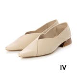 IV(アイボリー) | Vカットポインテッドスタックヒールパンプス | EVOL