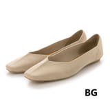 BG(ベージュ) | Vカットニットスクエアフラットパンプス | EVOL