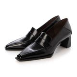 BL(ブラック) | 【クッション入り】6cmヒールスクエアローファー | EVOL