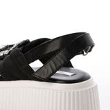 【クッション入り・柔らかい】8cm厚底ビジューバックルクロスサンダル | EVOL | 詳細画像4 