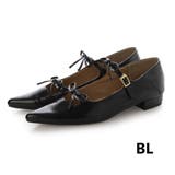 BL(ブラック) | 【軽量・柔らかい】ダブルリボンポインテッドパンプス | EVOL