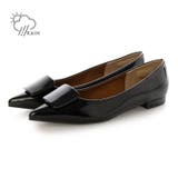 BLE(ブラックエナメル) | 【晴雨兼用・柔らかい】晴雨兼用エナメルフラットパンプス | EVOL