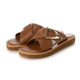 CM(キャメル) | ゴールドバックルクロスベルトフラットサンダル | EVOL