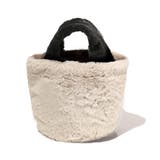 グレージュ×ブラック | ファーバッグ トートバッグ レディース | exrevo