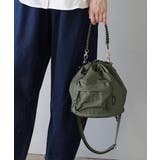 カーキ | コードストラップ ドローストリング 巾着ショルダーバッグ | e-zakkamania stores