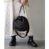 ブラック | コードストラップ ドローストリング 巾着ショルダーバッグ | e-zakkamania stores