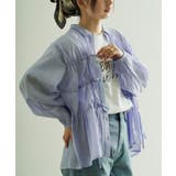 アイスブルー | ドロストリボン シアーブラウス | e-zakkamania stores