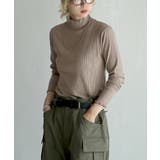816.グレージュ | zootie（ズーティー）：ロングスリーブ リブカットソー［タートルネック］ | e-zakkamania stores
