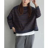 パネルネイビー×チョコ | zootie（ズーティー）：シミヘン加工 フレンチバスク ワイドプルオーバー［ボ… | e-zakkamania stores