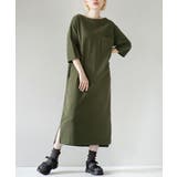 カーキ | zootie（ズーティー）：シミヘン加工 フレンチバスク ロングワンピース | e-zakkamania stores