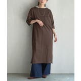 チョコブラウン | zootie（ズーティー）：シミヘン加工 フレンチバスク ロングワンピース | e-zakkamania stores