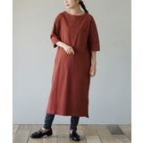 ブリックレッド | zootie（ズーティー）：シミヘン加工 フレンチバスク ロングワンピース | e-zakkamania stores