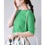 309.グリーン×ライトベージュ | zootie（ズーティー）：ハーフスリーブ リブカットソー | e-zakkamania stores