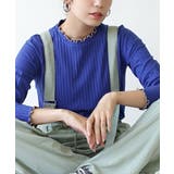 419.マリンブルー×ライトベージュ | zootie（ズーティー）：ロングスリーブ リブカットソー［クルーネック］ | e-zakkamania stores