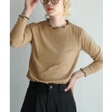 812.ベージュ×ブラック | zootie（ズーティー）：ロングスリーブ リブカットソー［クルーネック］ | e-zakkamania stores