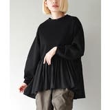 ブラック | ギャザー切替 バルーンスリーブ ポンチプルオーバー | e-zakkamania stores