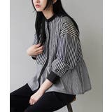 ブラック | zootie（ズーティー）：切り替えストライプ バックギャザークレリックシャツ | e-zakkamania stores