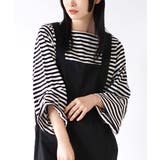 ブラック［ボーダー］ | zootie（ズーティー）：スタイルアップ デザインスリーブ カットソー［七分袖… | e-zakkamania stores