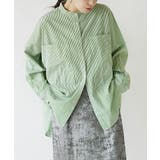 ストライプ［グリーン］ | zootie（ズーティー）：汗じみ防止 バンドカラー ビッグシャツ | e-zakkamania stores