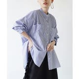 ストライプ［ブルー］ | zootie（ズーティー）：汗じみ防止 バンドカラー ビッグシャツ | e-zakkamania stores