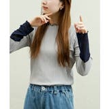 ライトグレー×袖ネイビー | zootie（ズーティー）：シアースリーブ リブカットソー［クルーネック］ | e-zakkamania stores